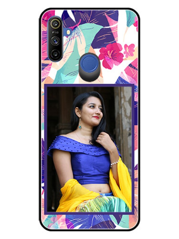 Custom Realme Narzo 10A Custom Glass Mobile Case  - Abstract Floral Design