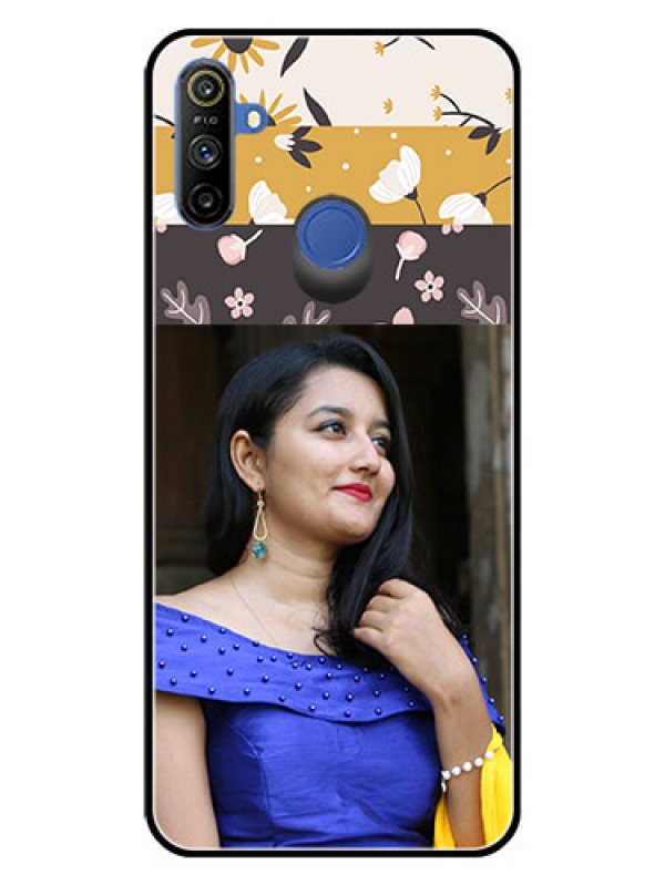 Custom Realme Narzo 10A Custom Glass Phone Case  - Stylish Floral Design