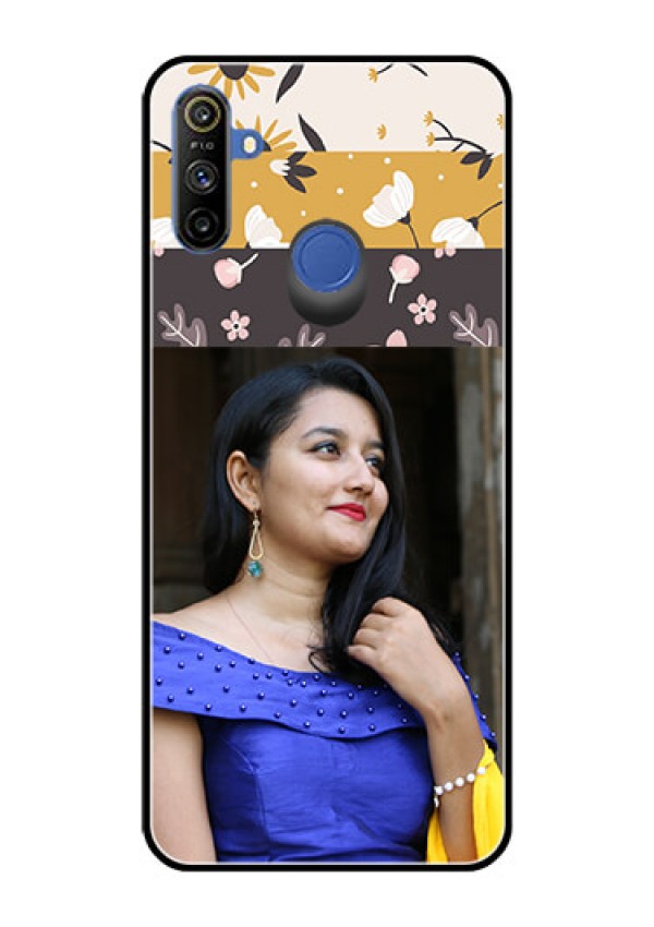 Realme Narzo 10A Custom Glass Phone Case  - Stylish Floral Design