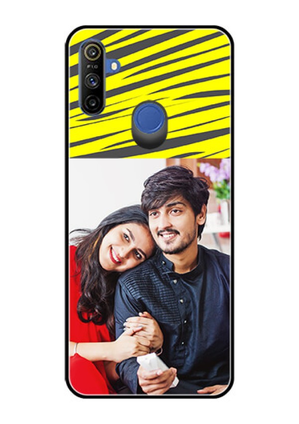 Realme Narzo 10A Photo Printing on Glass Case  - Yellow Abstract Design