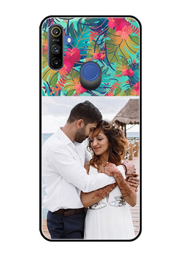 Realme Narzo 10A Photo Printing on Glass Case  - Watercolor Floral Design
