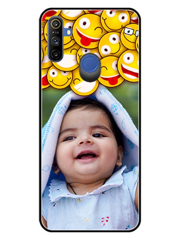 Custom Realme Narzo 10A Custom Glass Mobile Case  - with Smiley Emoji Design