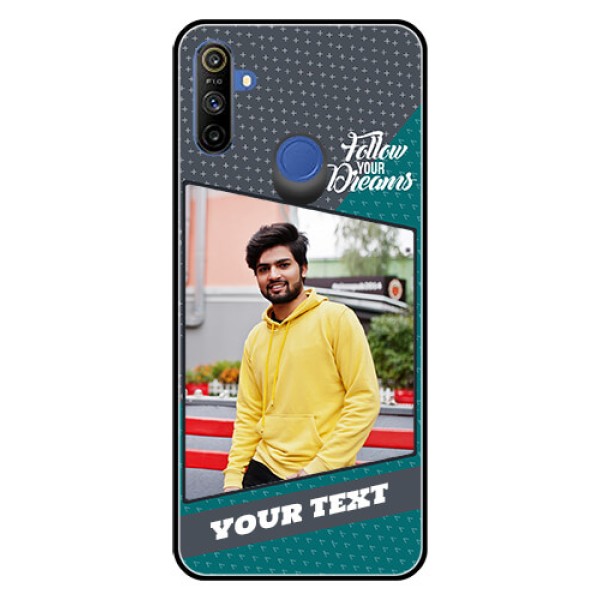Realme Narzo 10A Personalized Glass Phone Case - Background Pattern Design with Quote Realme Narzo 10A Personalized Glass Phone Case - Background Pattern Design with Quote