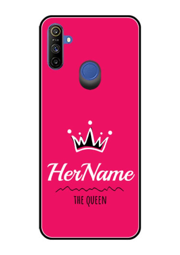 Realme Narzo 10A Glass Phone Case Queen with Name