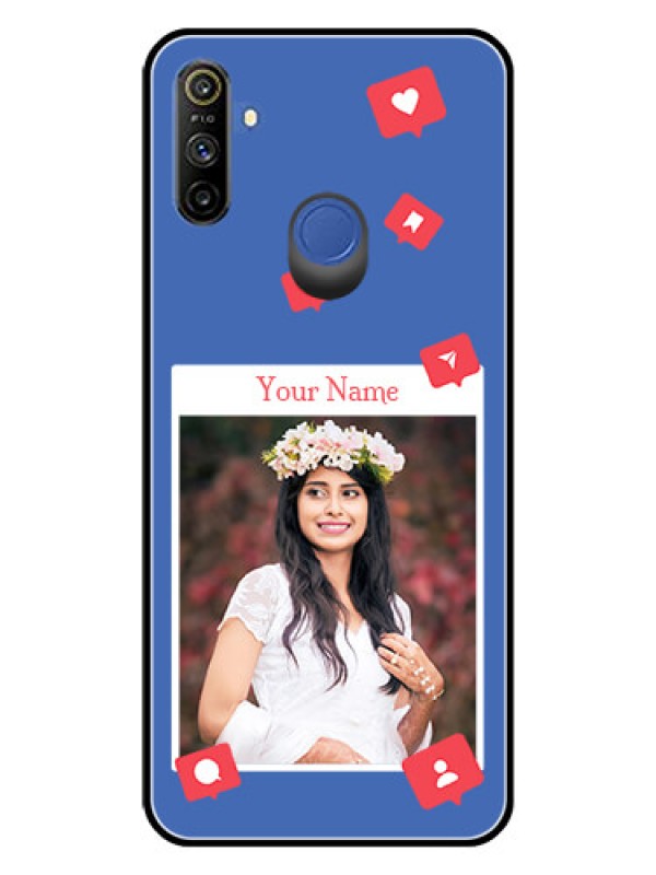 Custom Narzo 10A Custom Glass Phone Case - Like Share And Comment Design