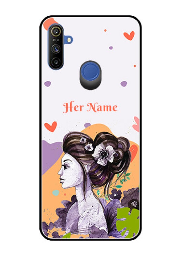 Narzo 10A Personalized Glass Phone Case - Woman And Nature Design