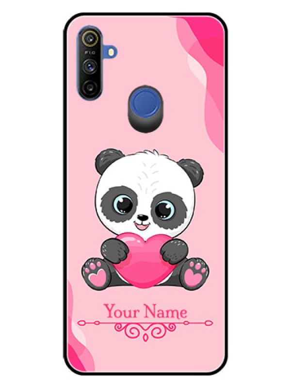 Custom Narzo 10A Custom Glass Mobile Case - Cute Panda Design
