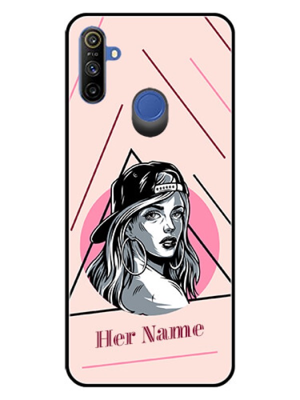 Custom Narzo 10A Personalized Glass Phone Case - Rockstar Girl Design