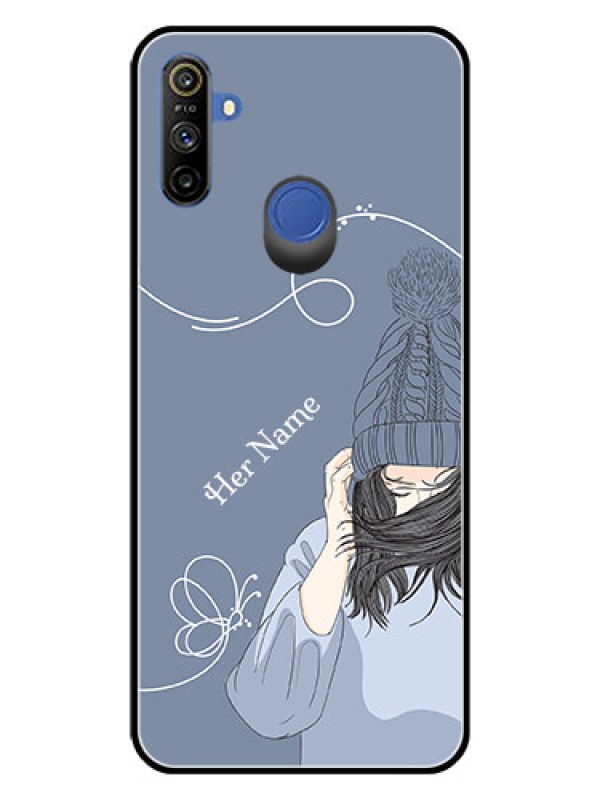 Custom Narzo 10A Custom Glass Mobile Case - Girl in winter outfit Design