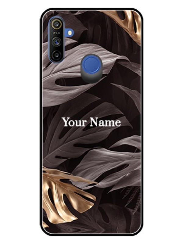 Custom Narzo 10A Personalised Glass Phone Case - Wild Leaves digital paint Design