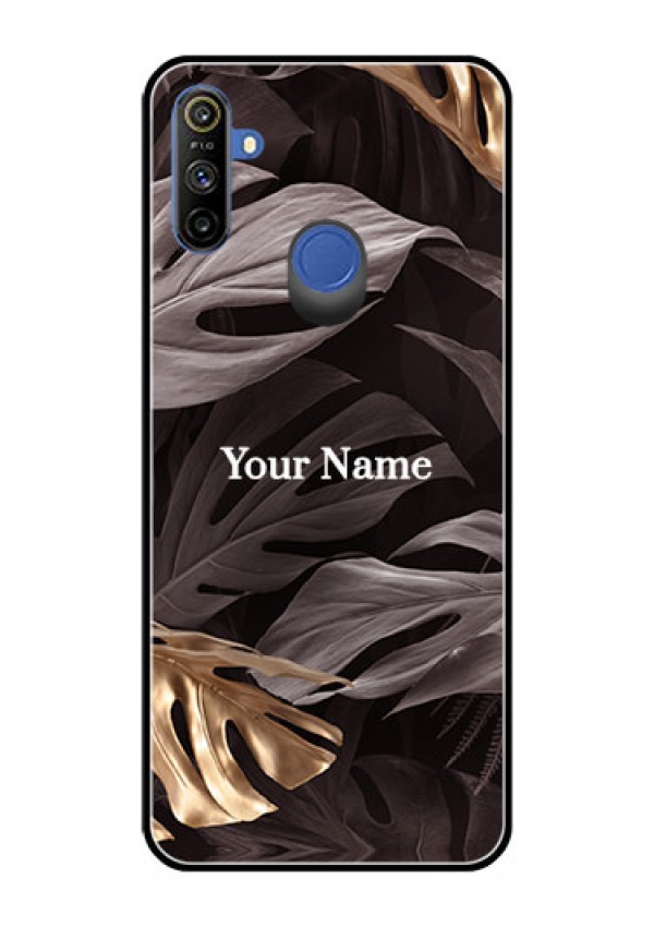 Narzo 10A Personalised Glass Phone Case - Wild Leaves digital paint Design
