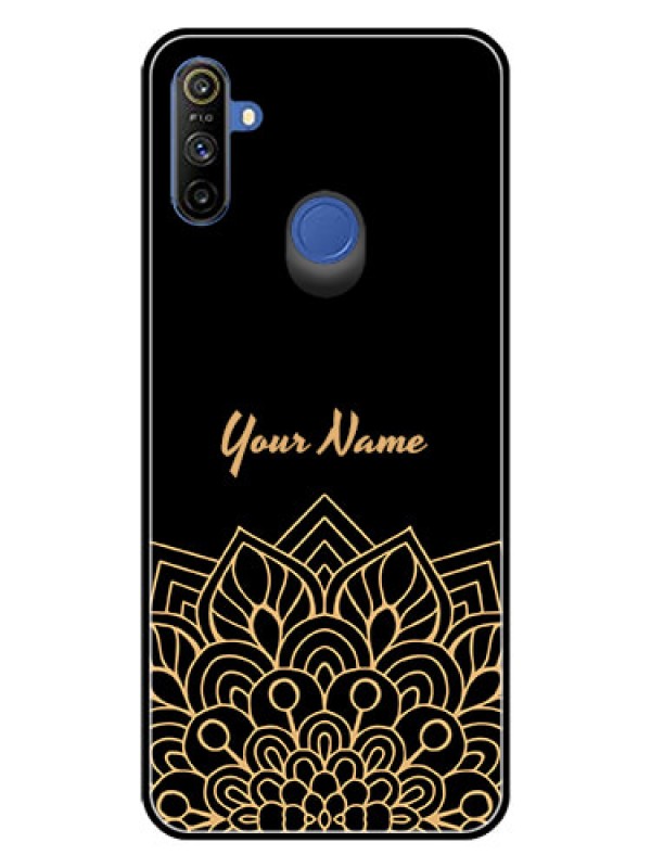 Custom Narzo 10A Custom Glass Phone Case - Golden mandala Design