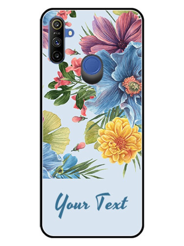 Custom Narzo 10A Custom Glass Mobile Case - Stunning Watercolored Flowers Painting Design