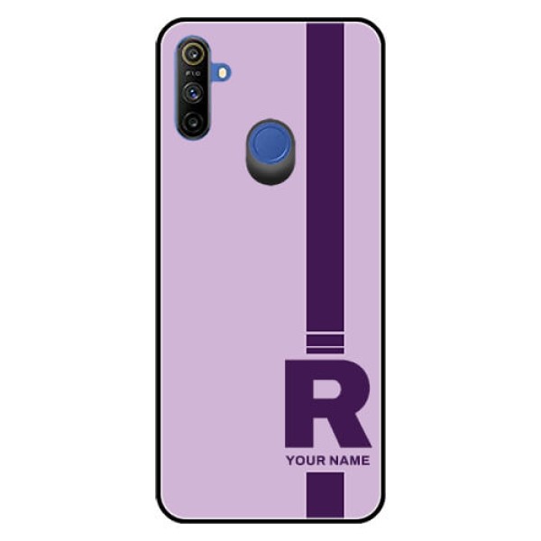 Narzo 10A Photo Printing on Glass Case - Simple dual tone stripe with name Design Narzo 10A Photo Printing on Glass Case - Simple dual tone stripe with name Design