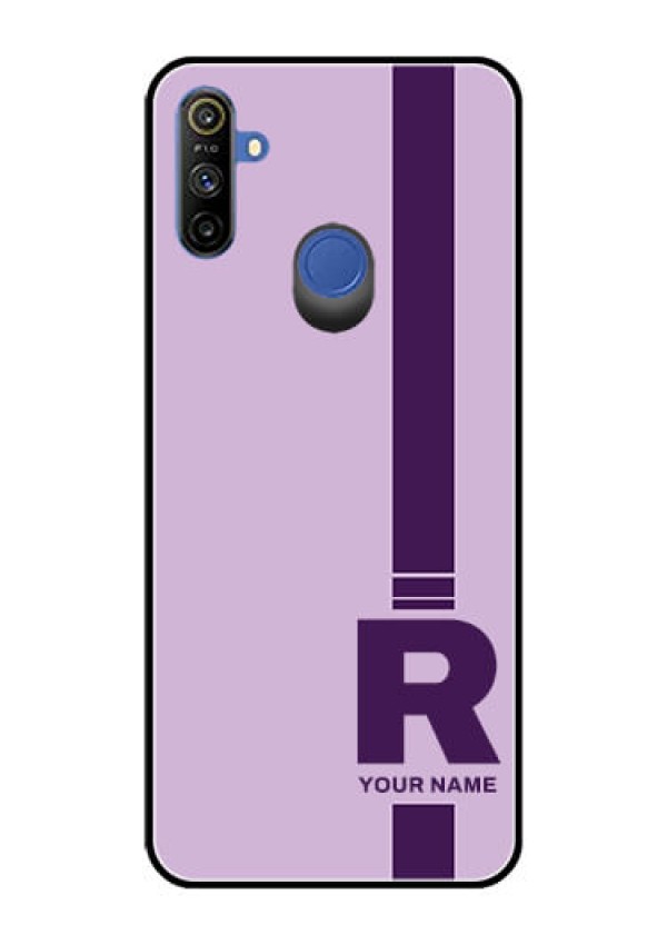 Narzo 10A Photo Printing on Glass Case - Simple dual tone stripe with name Design