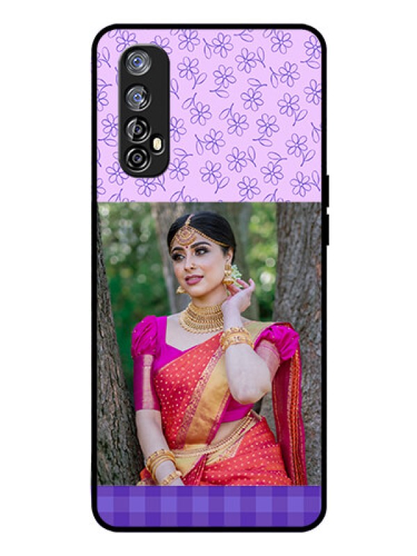 Custom Realme Narzo 20 Pro Custom Glass Phone Case  - Purple Floral Design