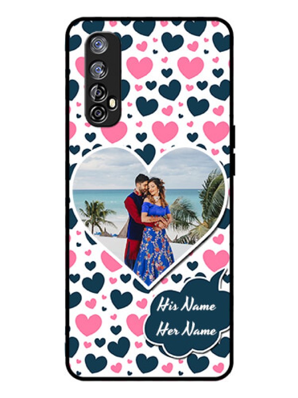 Custom Realme Narzo 20 Pro Custom Glass Phone Case  - Pink & Blue Heart Design