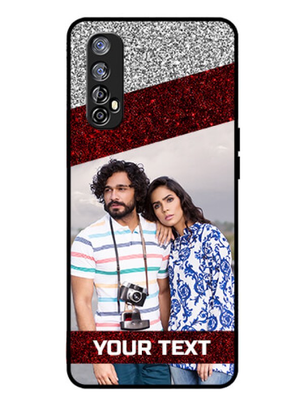 Custom Realme Narzo 20 Pro Personalized Glass Phone Case  - Image Holder with Glitter Strip Design
