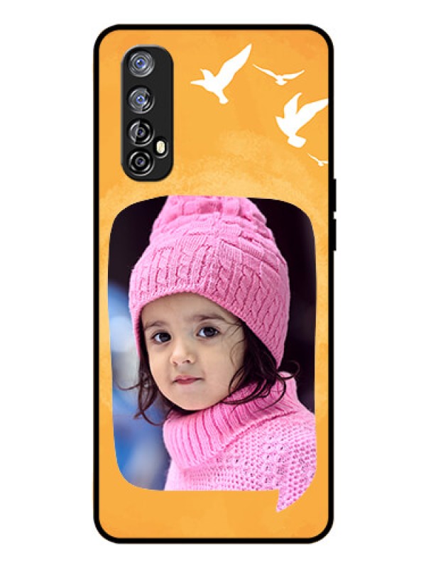 Custom Realme Narzo 20 Pro Personalized Glass Phone Case  - Water Color Design with Bird Icons