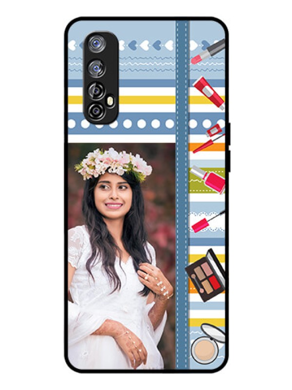 Custom Realme Narzo 20 Pro Personalized Glass Phone Case  - Makeup Icons Design