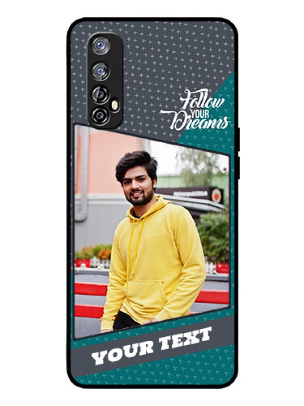 Custom Realme Narzo 20 Pro Personalized Glass Phone Case  - Background Pattern Design with Quote
