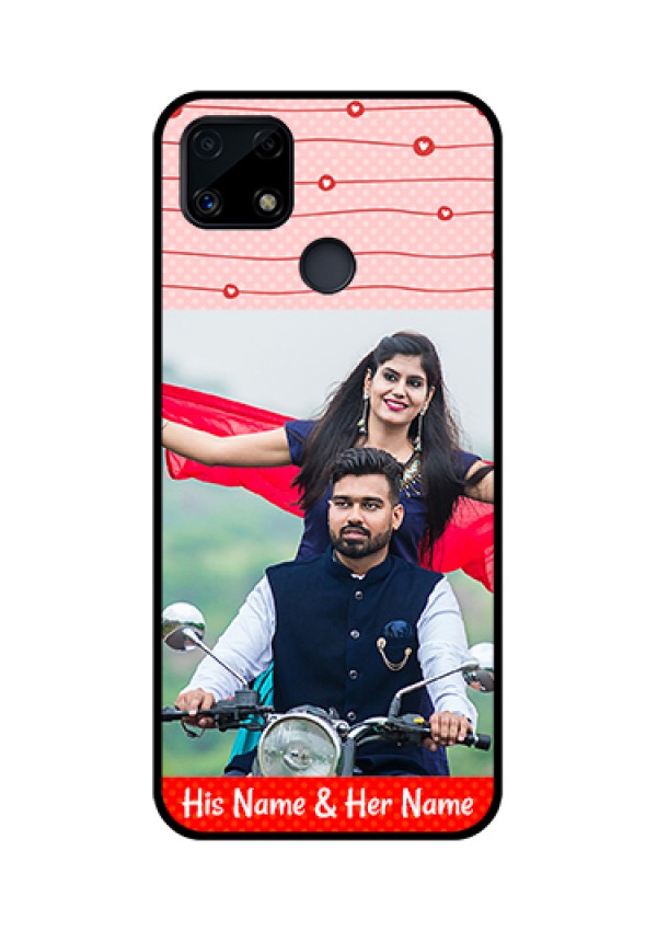 Realme Narzo 20 Personalized Glass Phone Case  - Red Pattern Case Design