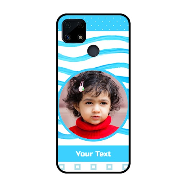 Realme Narzo 20 Custom Glass Phone Case - Simple Blue Case Design Realme Narzo 20 Custom Glass Phone Case - Simple Blue Case Design