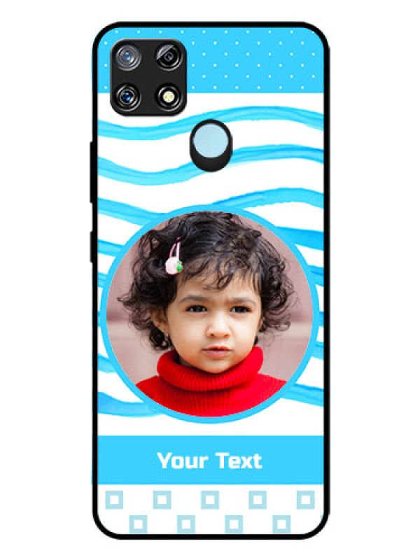 Custom Realme Narzo 20 Custom Glass Phone Case  - Simple Blue Case Design