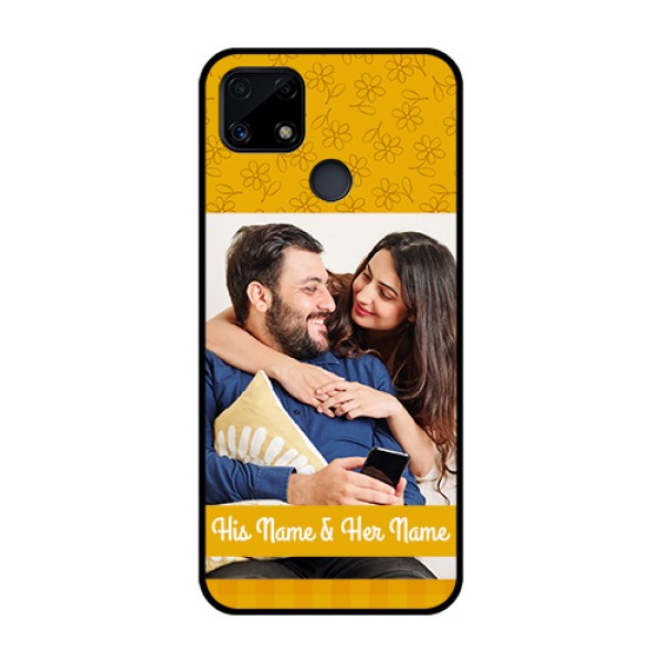 Realme Narzo 20 Custom Glass Mobile Case - Yellow Floral Design Realme Narzo 20 Custom Glass Mobile Case - Yellow Floral Design