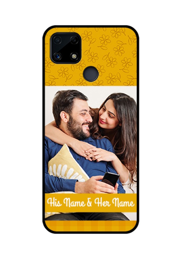 Realme Narzo 20 Custom Glass Mobile Case  - Yellow Floral Design