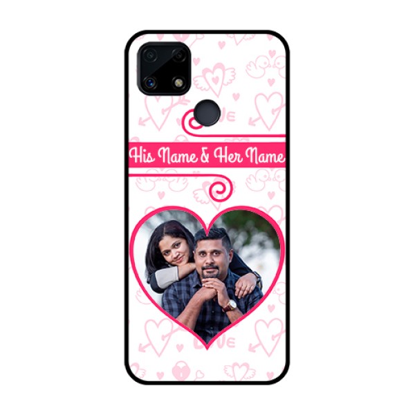 Realme Narzo 20 Personalized Glass Phone Case - Heart Shape Love Design Realme Narzo 20 Personalized Glass Phone Case - Heart Shape Love Design