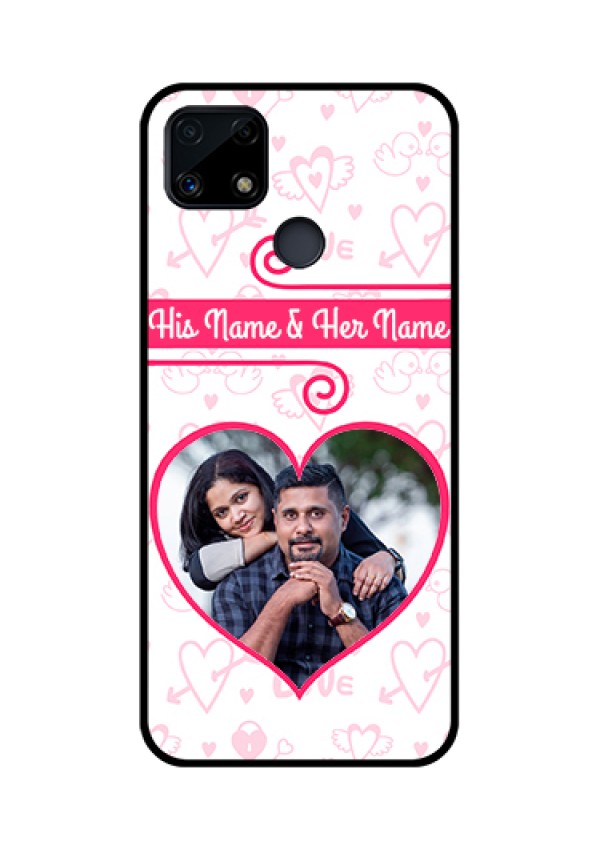 Realme Narzo 20 Personalized Glass Phone Case  - Heart Shape Love Design