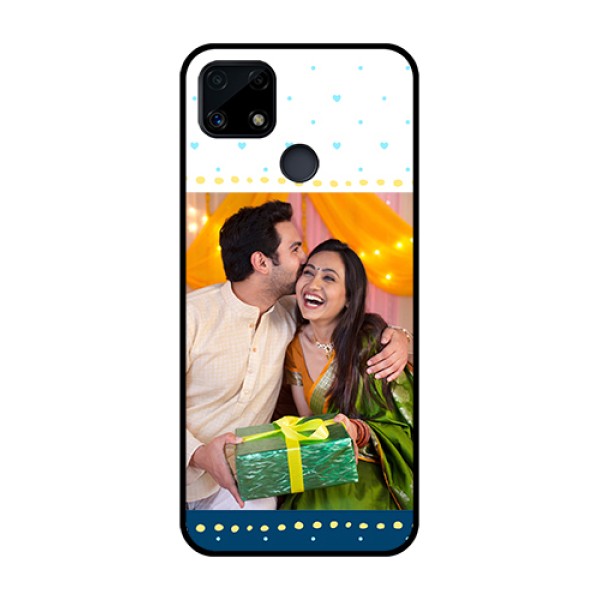 Realme Narzo 20 Personalized Glass Phone Case  - White and Blue Abstract Design