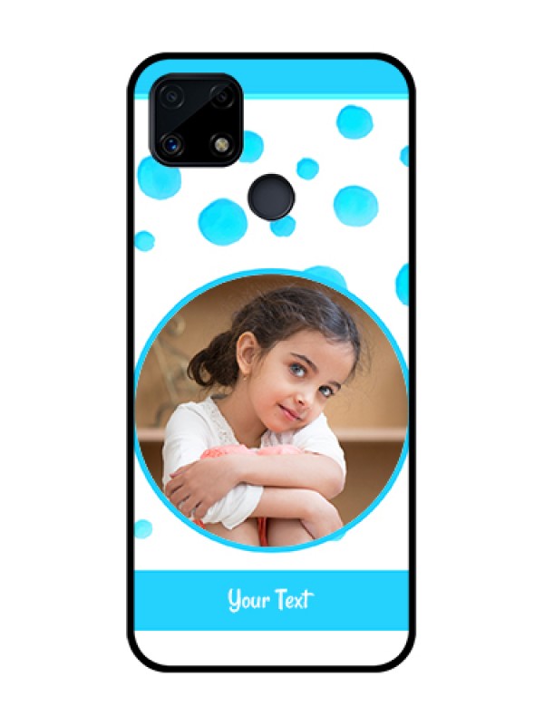 Custom Realme Narzo 20 Photo Printing on Glass Case  - Blue Bubbles Pattern Design