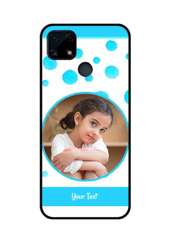 Realme Narzo 20 Photo Printing on Glass Case  - Blue Bubbles Pattern Design