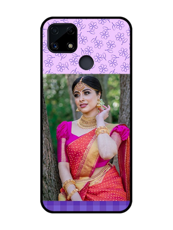 Custom Realme Narzo 20 Custom Glass Phone Case  - Purple Floral Design