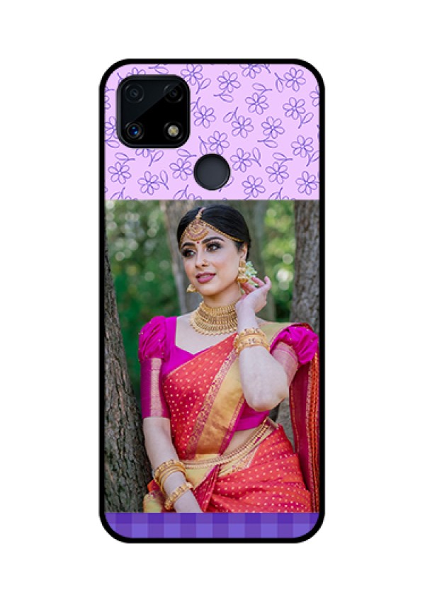 Realme Narzo 20 Custom Glass Phone Case  - Purple Floral Design