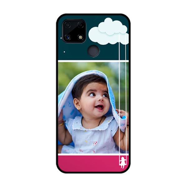 Realme Narzo 20 Custom Glass Phone Case  - Cute Girl with Cloud Design