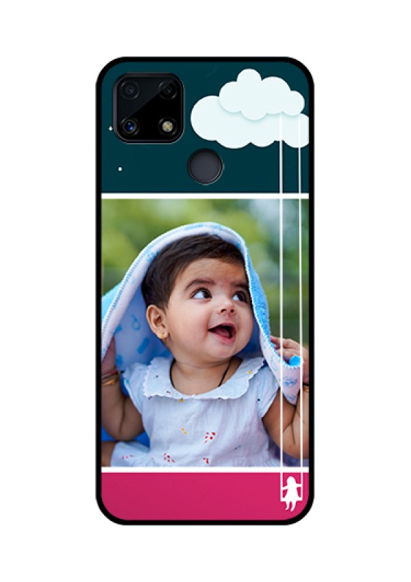 Realme Narzo 20 Custom Glass Phone Case  - Cute Girl with Cloud Design