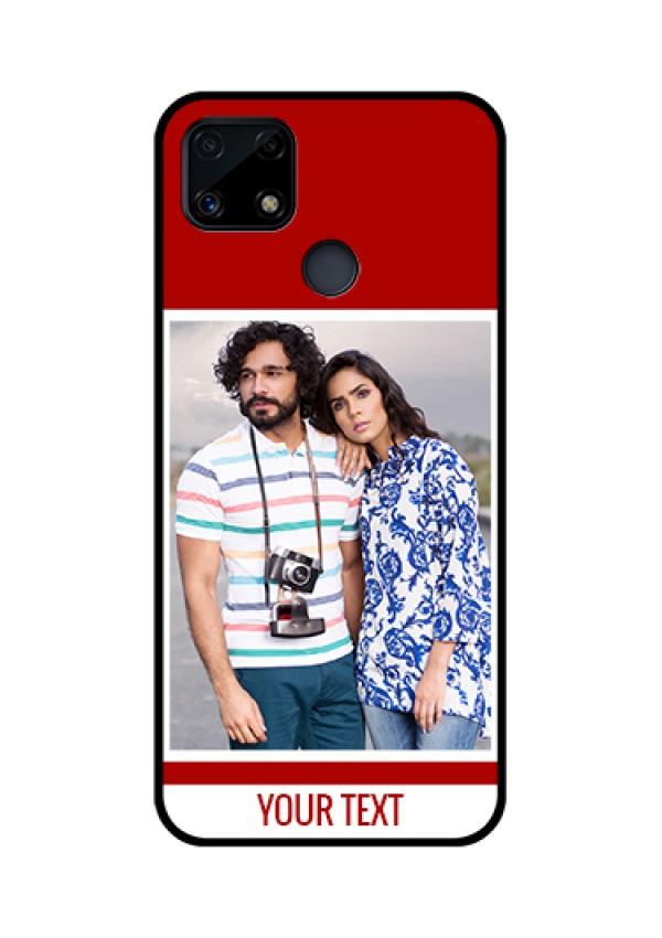 Realme Narzo 20 Personalized Glass Phone Case  - Simple Red Color Design