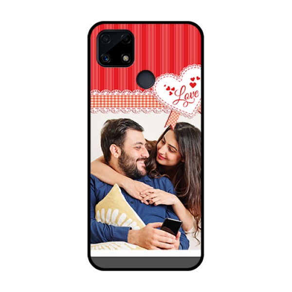 Realme Narzo 20 Custom Glass Mobile Case  - Red Love Pattern Design