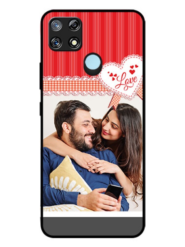 Custom Realme Narzo 20 Custom Glass Mobile Case  - Red Love Pattern Design