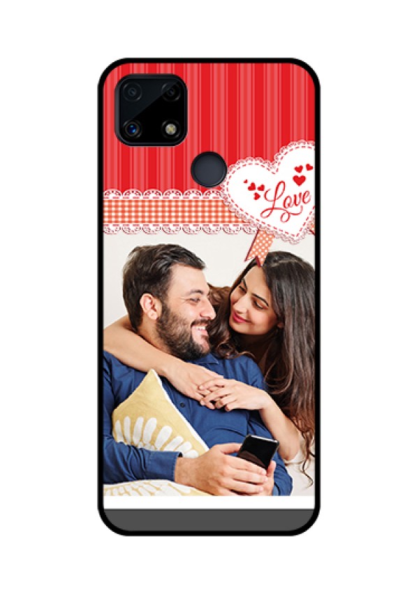 Realme Narzo 20 Custom Glass Mobile Case  - Red Love Pattern Design