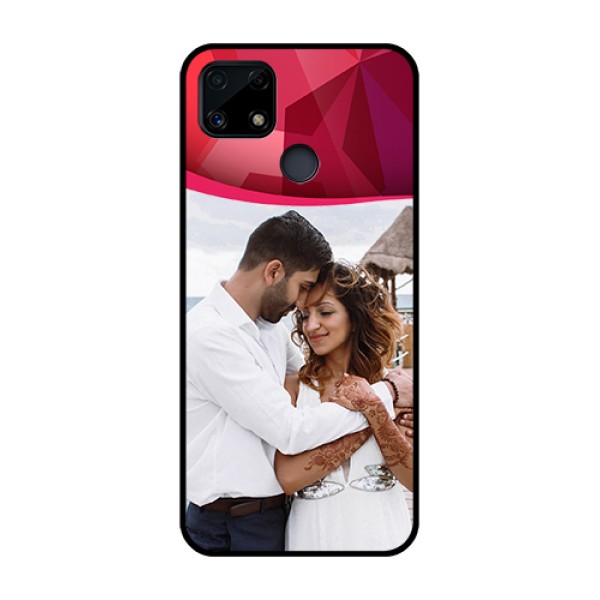 Realme Narzo 20 Custom Glass Mobile Case - Red Abstract Design Realme Narzo 20 Custom Glass Mobile Case - Red Abstract Design