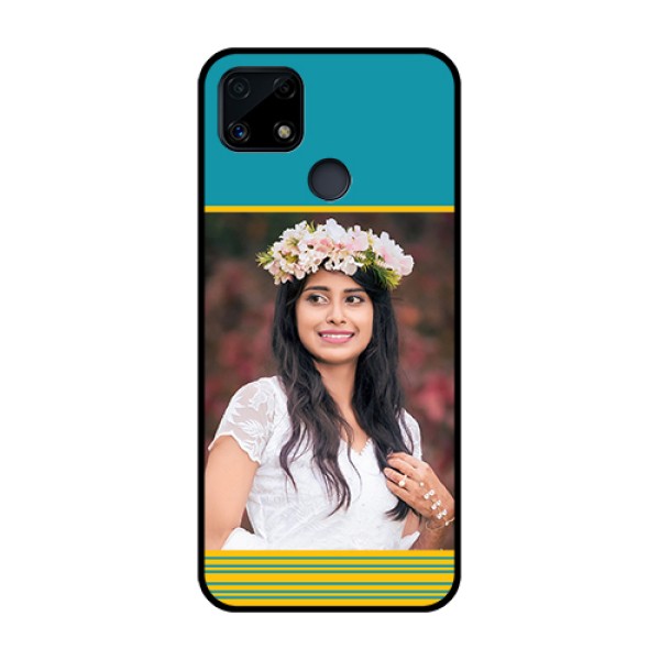 Realme Narzo 20 Custom Glass Phone Case  - Yellow & Blue Design 