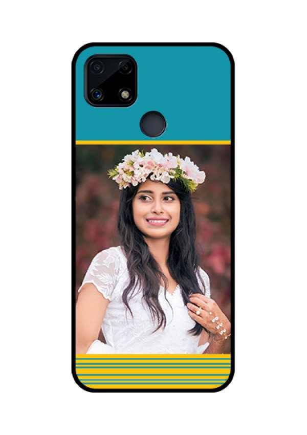 Realme Narzo 20 Custom Glass Phone Case  - Yellow & Blue Design 