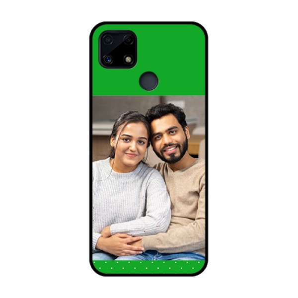 Realme Narzo 20 Personalized Glass Phone Case  - Green Pattern Design