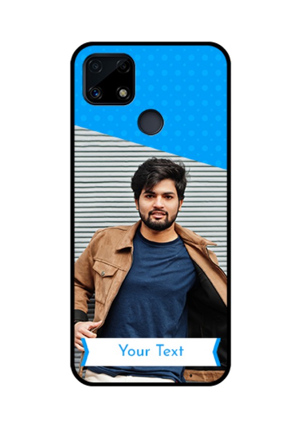 Realme Narzo 20 Photo Printing on Glass Case  - Simple Blue Color Design