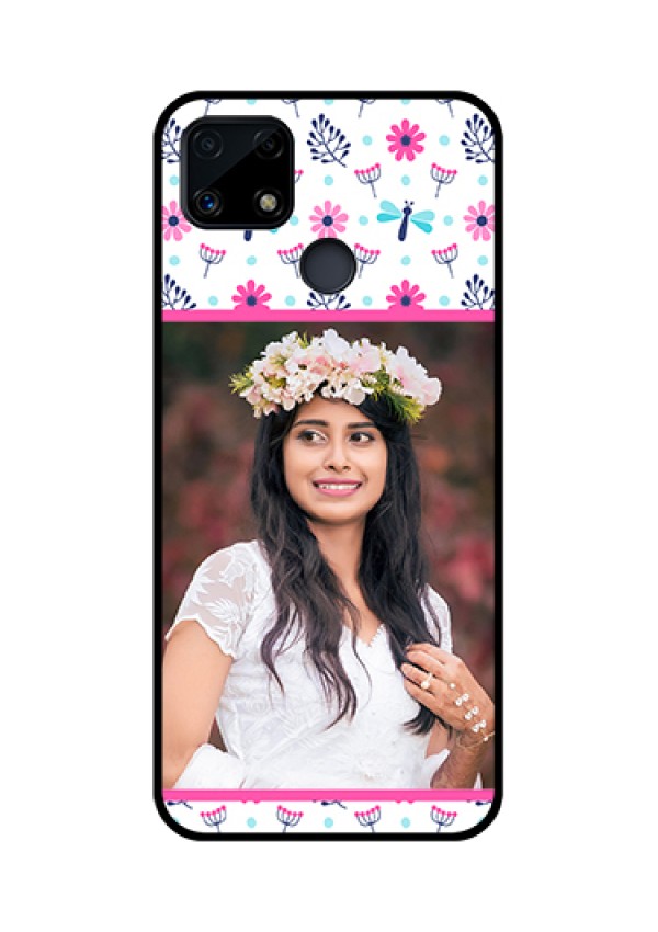 Realme Narzo 20 Photo Printing on Glass Case  - Colorful Flower Design