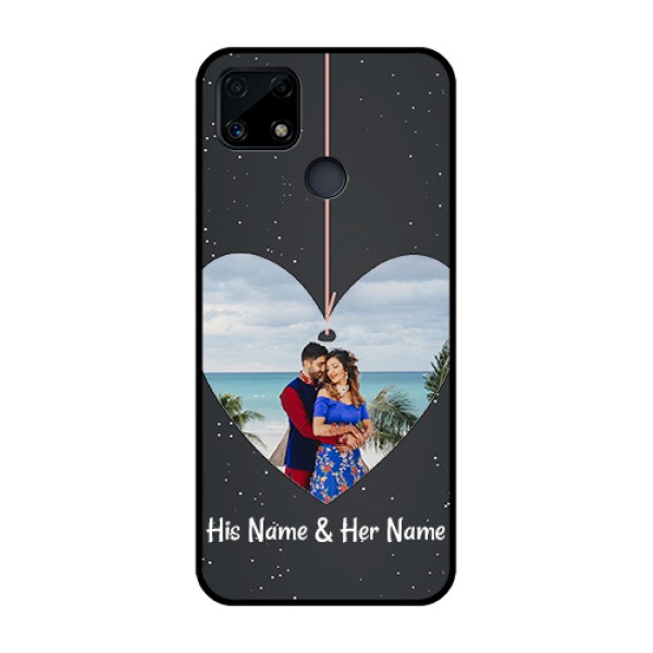 Realme Narzo 20 Custom Glass Phone Case - Hanging Heart Design Realme Narzo 20 Custom Glass Phone Case - Hanging Heart Design